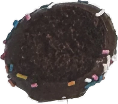 Chocolate Magic 8 Ball cake pop, cut open