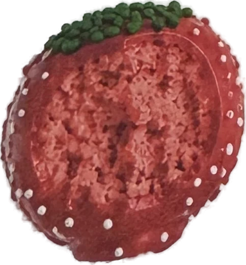 Strawberry Magic 8 Ball cake pop, cut open